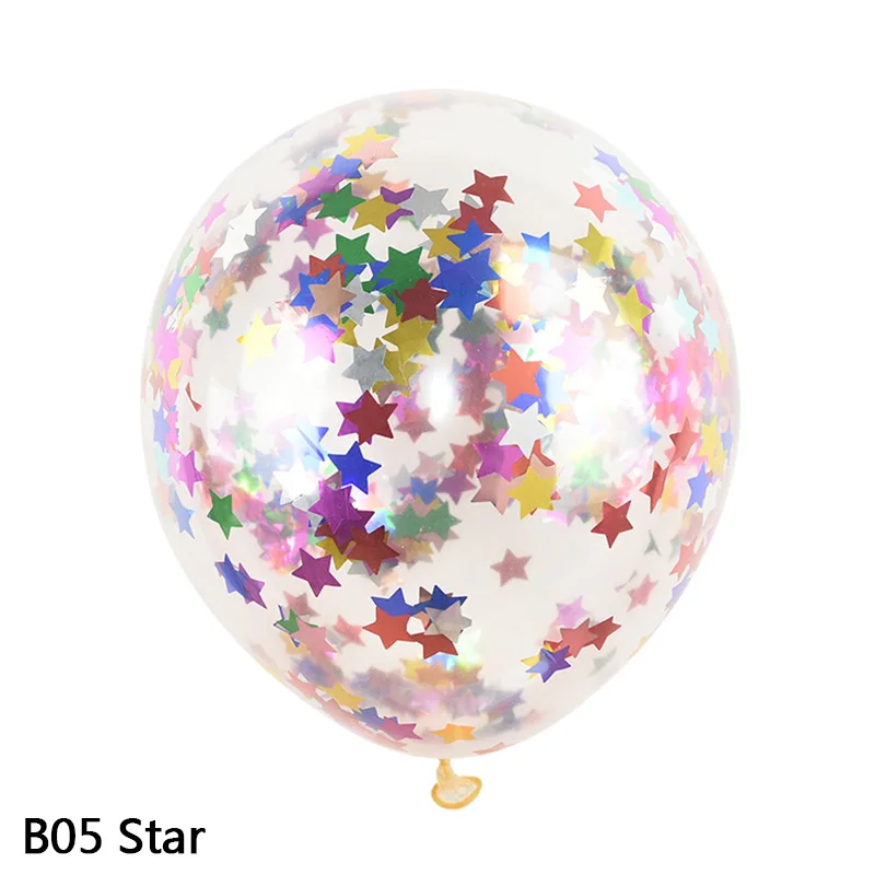 B05 star 5/10 шт. 12 дюймов прозрачные воздушные шары конфетти прозрачный шар для дня рождения Свадебная вечеринка для украшения детского душа воздуха принадлежности, шарики 8z - Цвет: B05 star