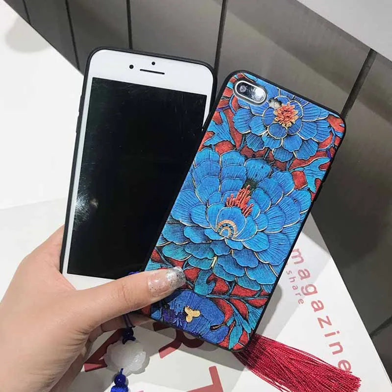 JIBAN китайский стиль дворца кисточкой чехол для iPhone X XS XR XSMAX 6 6s плюс 7 plus 8 Мягкая