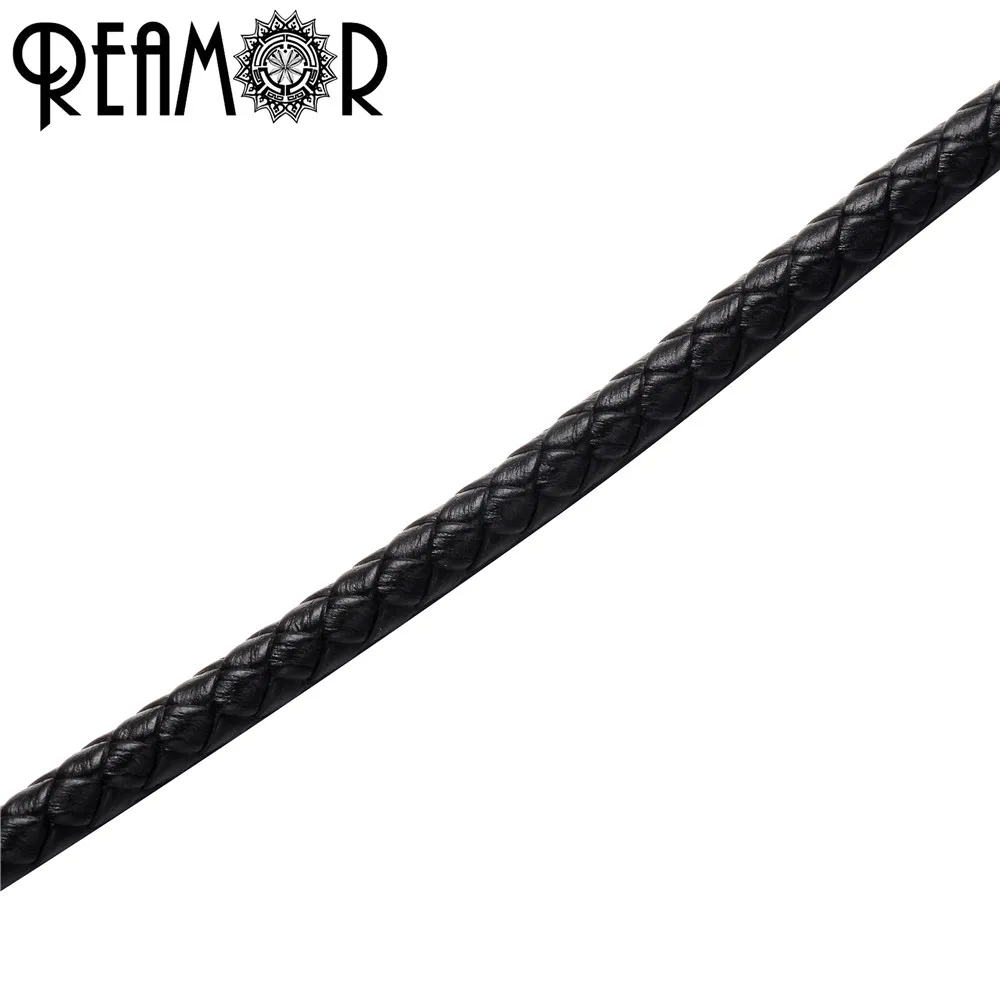 Black REAMOR 5 мм плетеный из натуральной кожи веревочный шнур для браслет ювелирных изделий Ремесла оптом DIY находок - Цвет: Black