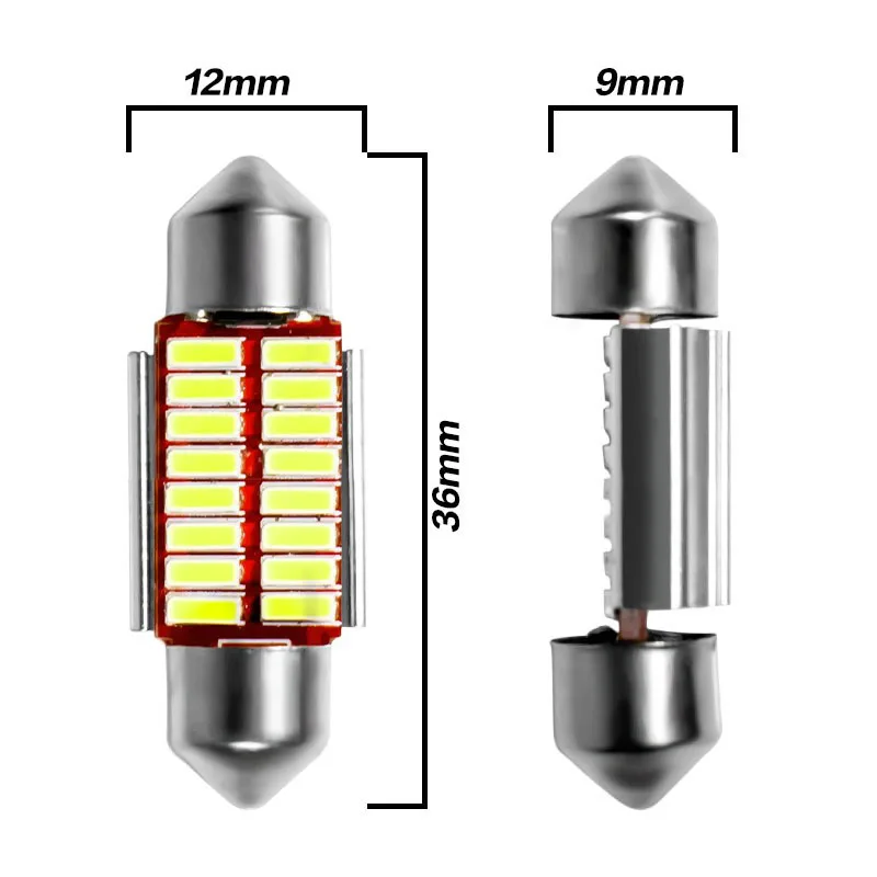 36mm-16SMD OKEEN, автомобильный стиль, гирлянда, 31 мм, 36 мм, 39 мм, 42 мм, светодиодный светильник, супер яркий, 4014 SMD, Canbus, без ошибок, для чтения, интерьерная лампа Doom - Испускаемый цвет: 36mm-16SMD
