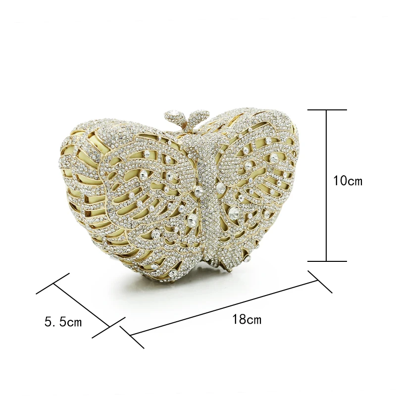 Сумка женская блестящая с кристаллами золотистого цвета для свадебной вечеринки