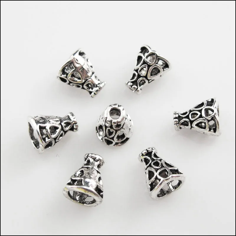 60 шт. Тибетский серебристый цвет полые Динамик конец биссерных колпачков ремесла