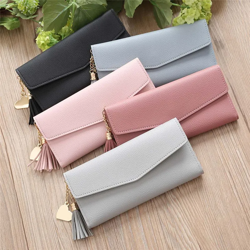 

Womens Wallets and Purses Simple Long Tassel Coin Card Holders Handbag ladies wallet portafoglio donna monederos para mujer