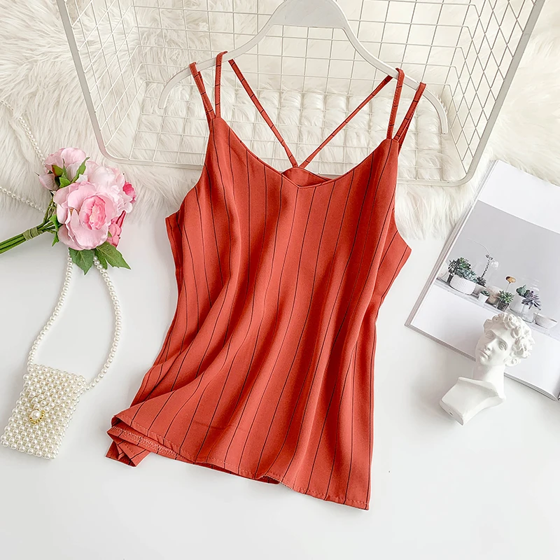 Женский жилет в полоску с v образным вырезом Свободный Тонкий 2019|Топы| |