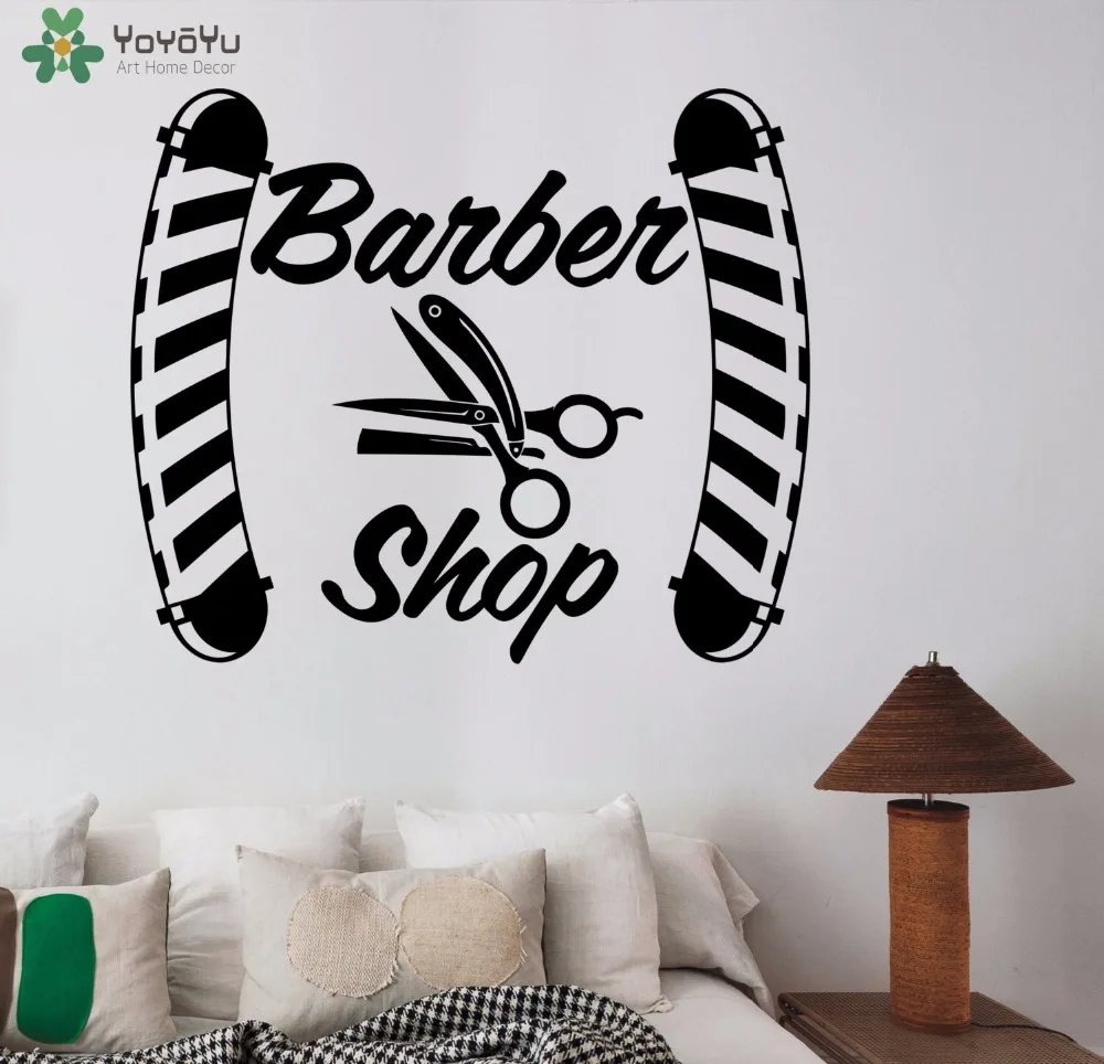 YOYOYU парикмахерские наклейки на стену Парикмахерская логотип виниловые стены
