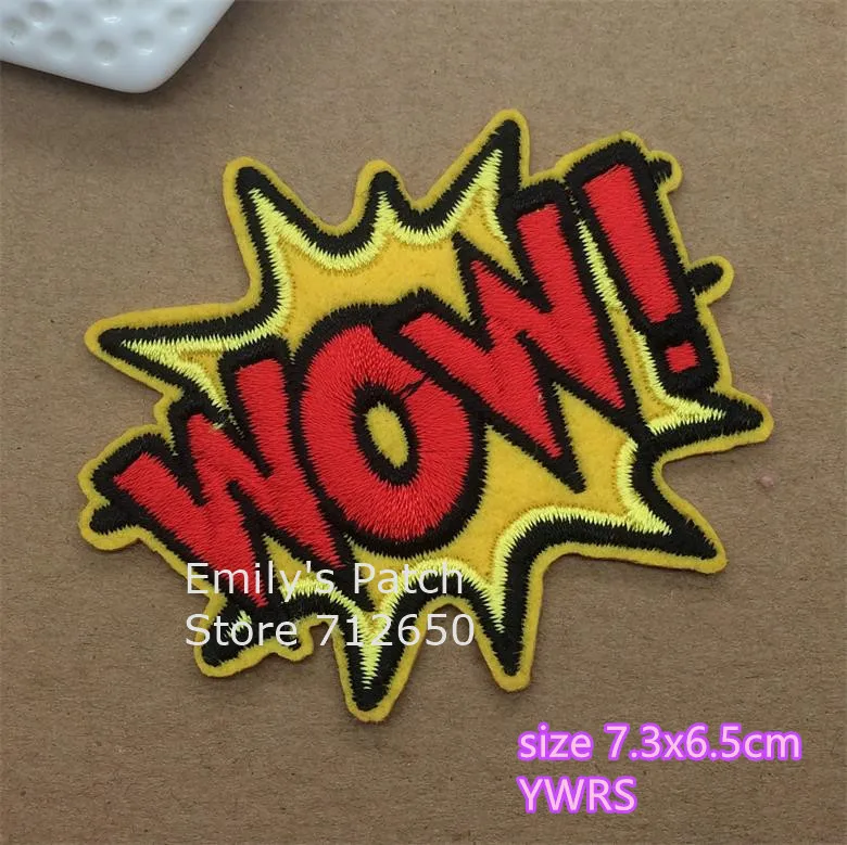 Новое поступление 10 шт bam pow WOW BANG вышитый патч с железной аппликацией одежда обувь головные уборы Вышивка патч значок «сделай сам» аксессуар