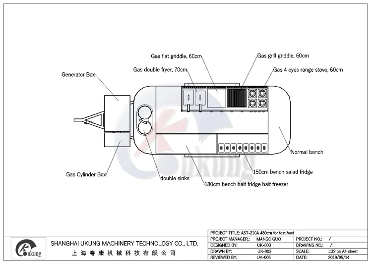 AST-210A 480*210 см фаст-фуд прицеп