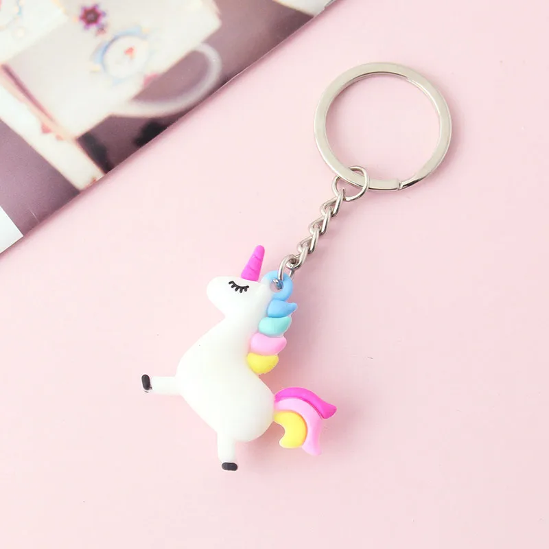 Rainbow Unicorn Pendant Keychain Animal Silicone 7 Colors Horse Couple Bag Car Charms Keyring Women Men Gift Key Chain Jewelry | Украшения