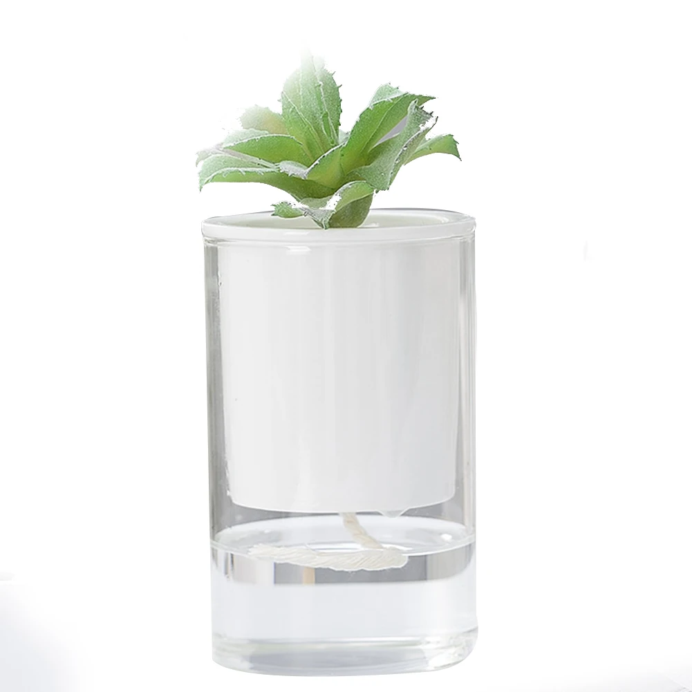 white Lazy Home Ceramic Plants Pot Flower Succulent Self Watering Pot for Office Desktop Maceta verde auto absorbente RT99 - Цвет: white Lazy