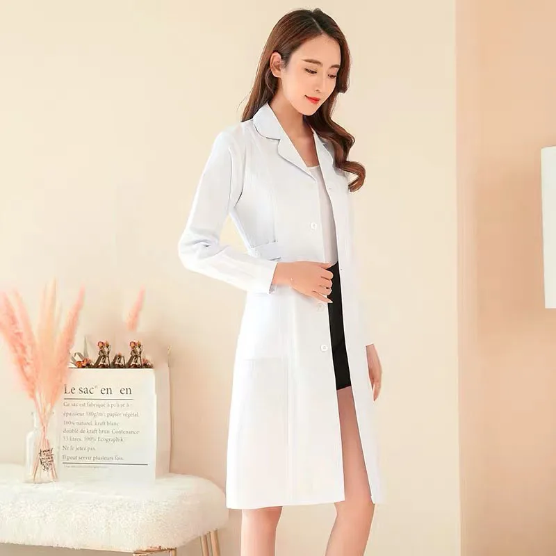 Suit White Long Высококачественная Униформа с коротким и длинным рукавом для больниц, медсестер, салонов красоты, спа, женское платье для клиник, Медицинские костюмы - Цвет: Suit White Long
