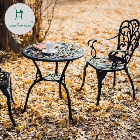 Стулья для сада Louis Fashion, три набора уличных столов, из литого алюминия, для кофе, для садоводства и отдыха