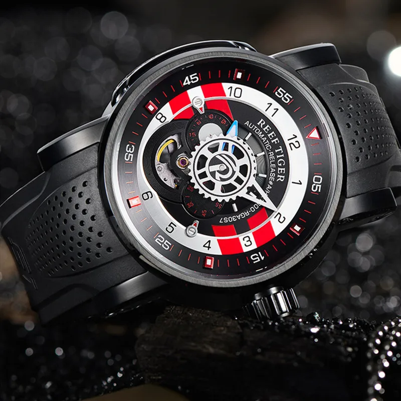 Мужские Брендовые Часы Reef Tiger роскошные механические часы с хронографом бизнес