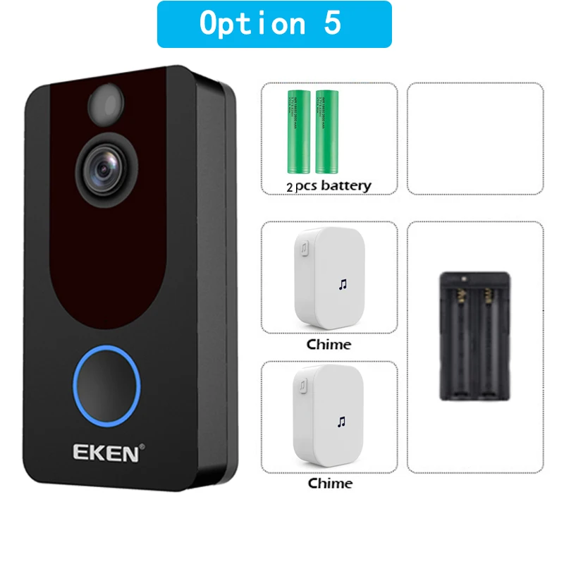 Option 5 Eken V7 видео doorbell1080p с ringtone ночного видения беспроводной мониторинг безопасности Интеллектуальное обнаружение движения домофон камера - Цвет: Option 5