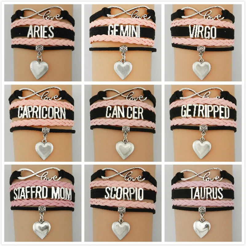 Прямая поставка Браслеты знаком бесконечности Love 12 созвездий