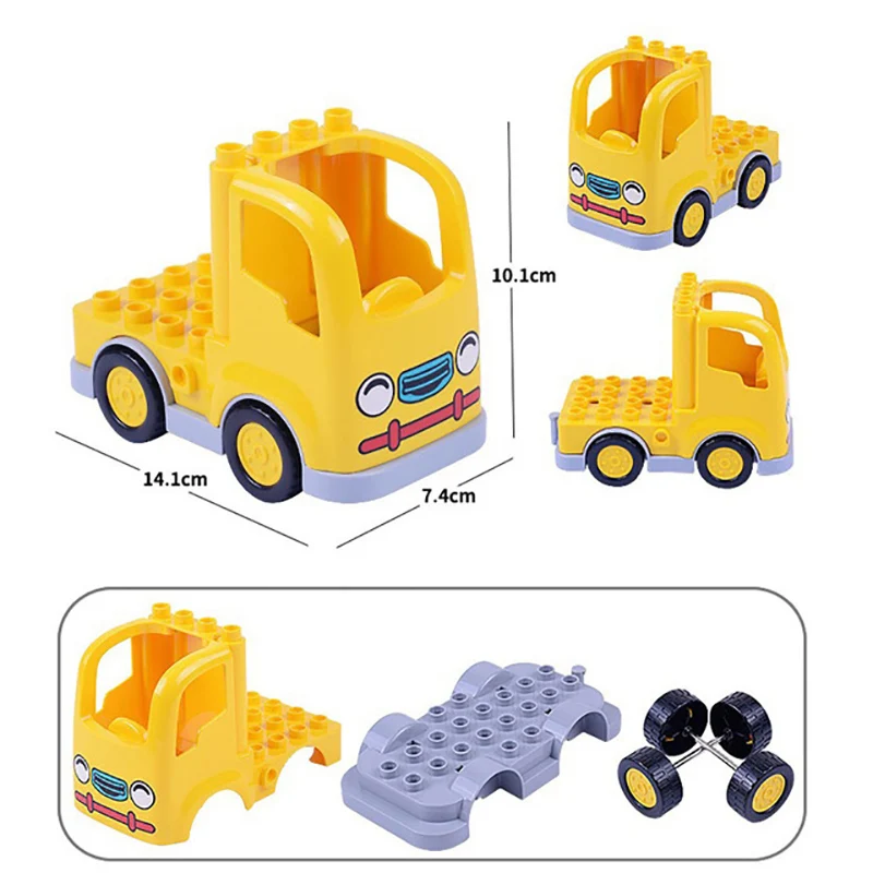 Legoingly Duplo большой размер строительные блоки город мультфильм автомобиль трейлер