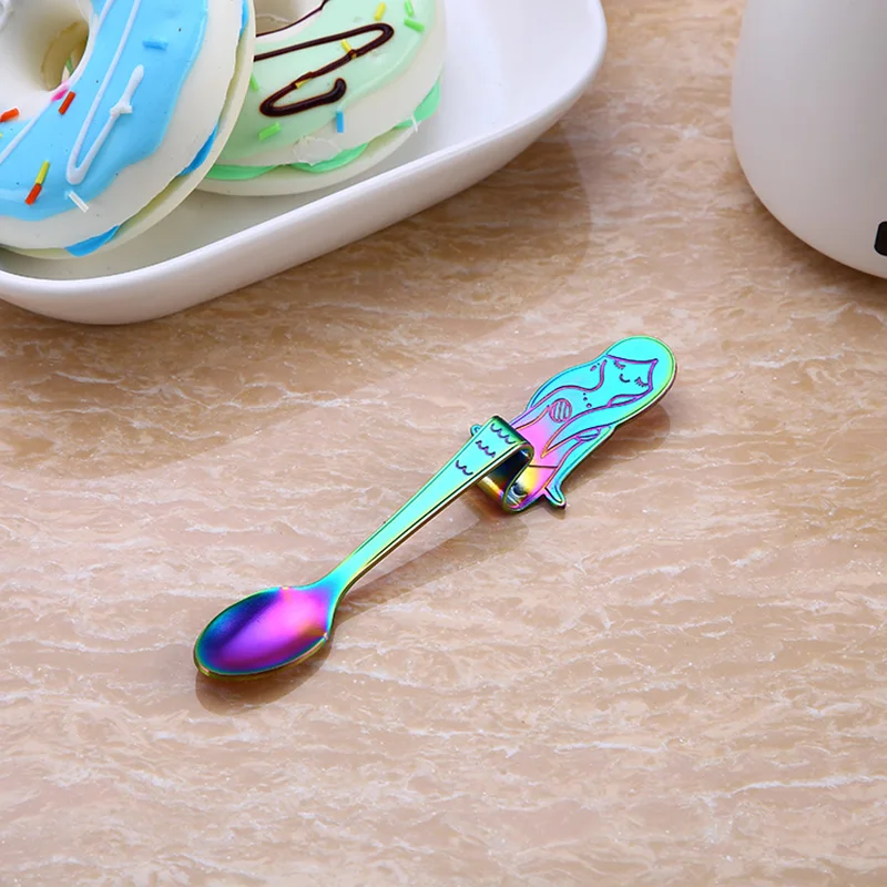 Нержавеющая сталь Красочные Ложка Русалка предназначены десертная кофейная