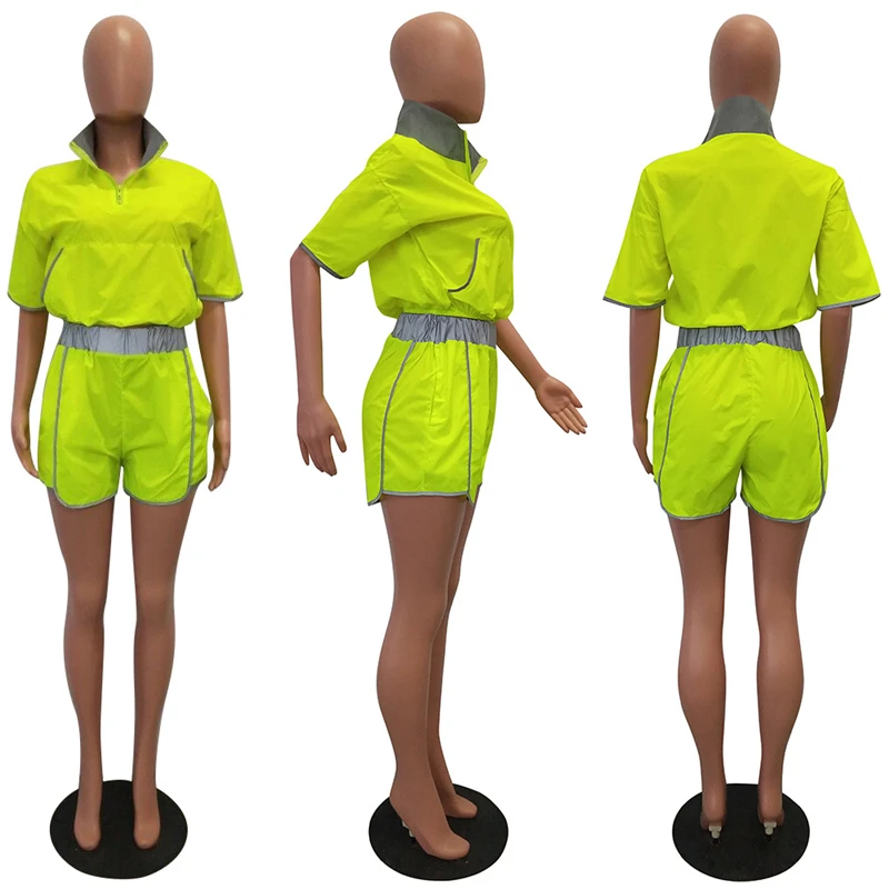 Модный темпераментный светоотражающий Повседневный бандажный костюм женский