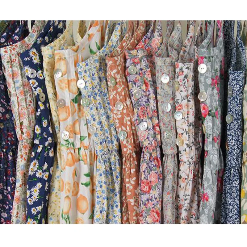 Летний женский сарафан на бретелях-спагетти с цветочным принтом | Женская одежда