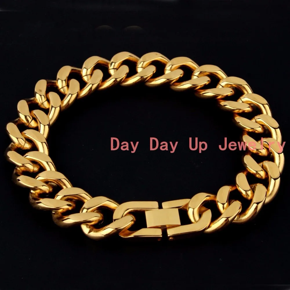 Мужской и женский браслет из нержавеющей стали золотистого цвета с ремешком 7 &quot