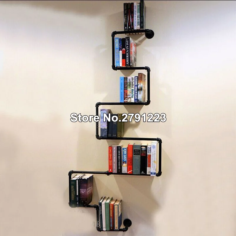 Ретро железная полка для труб настенная книжная стеллаж хранения промышленная