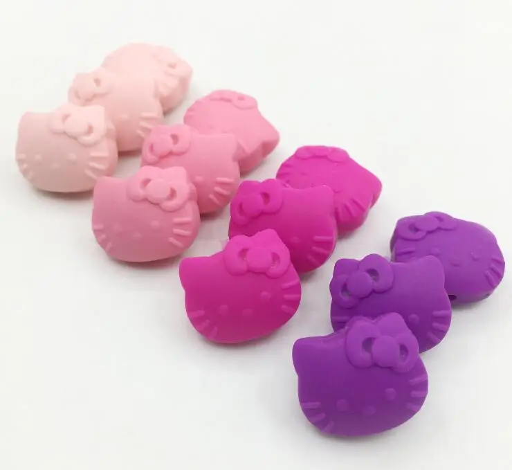 50 шт. новые игрушки разноцветные силиконовые бусины hello kitty свободные бусины, мультфильм Китти силиконовые жевательные бусины Кот Прорезыватель - Цвет: Candy B
