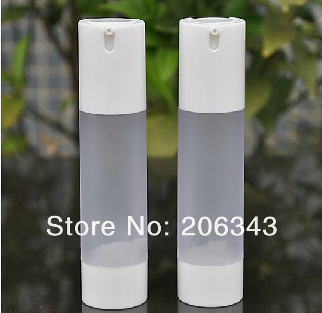 

15ml frosted airless vacuum pump lotion bottle with round white pump