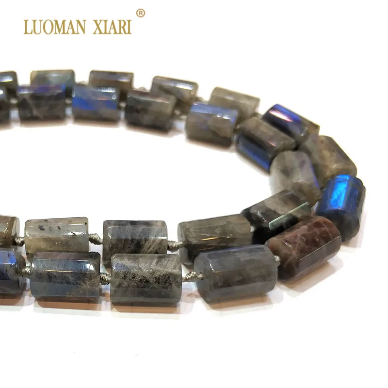 Цилиндрические бусины из натурального Лабрадорита LUOMAN XIARI для самостоятельного