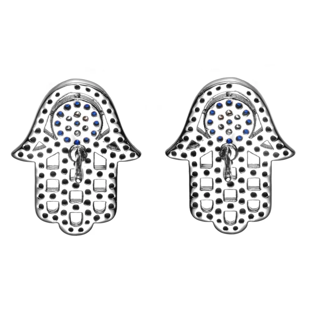 

Women Fashion Jewelry Pave CZ Cubic Zirconia Hamsa Hand Turkish Blue Eye Stud Earring for Girl Birthday Gift 10pcs Lot Wholesale