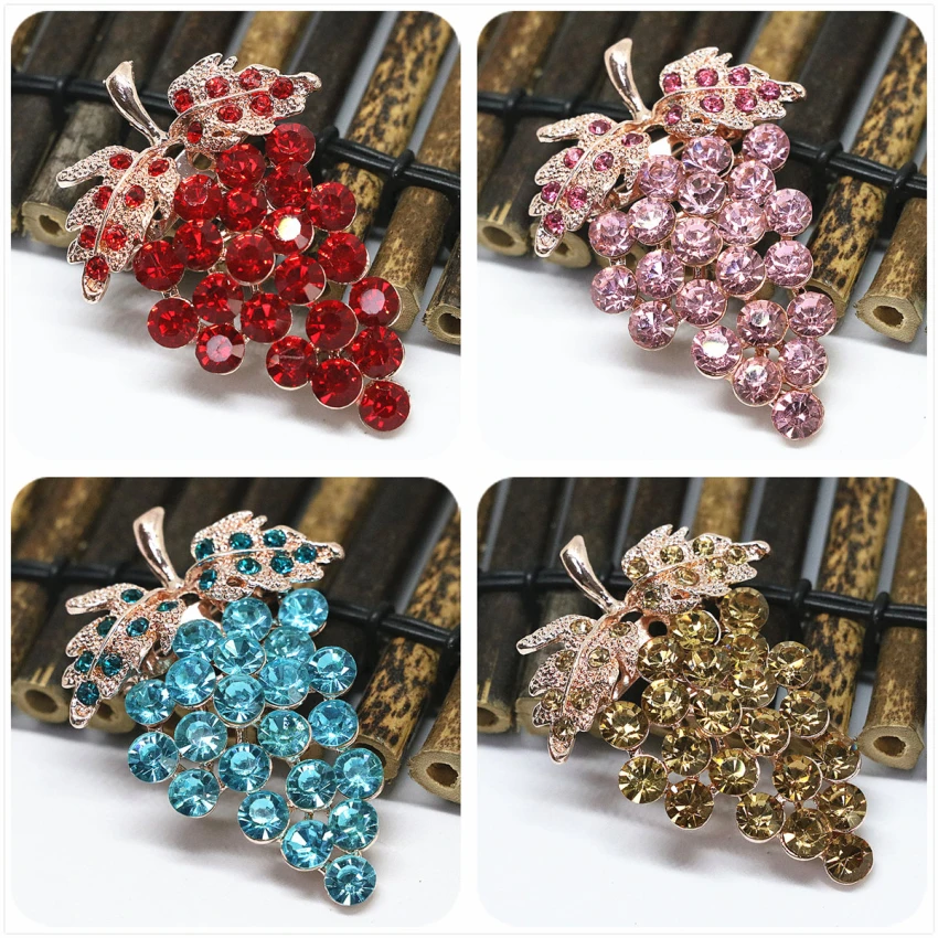 Лидер продаж оптовая цена милый Многоцветный Кристалл Rhinestone Фрукты Виноград