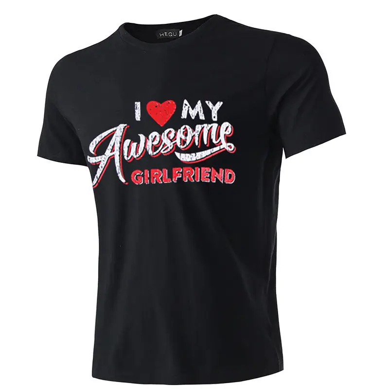 Мужская футболка потрясающая парная с надписью BOYFRIEND GIRLFRIEND семейная коротким