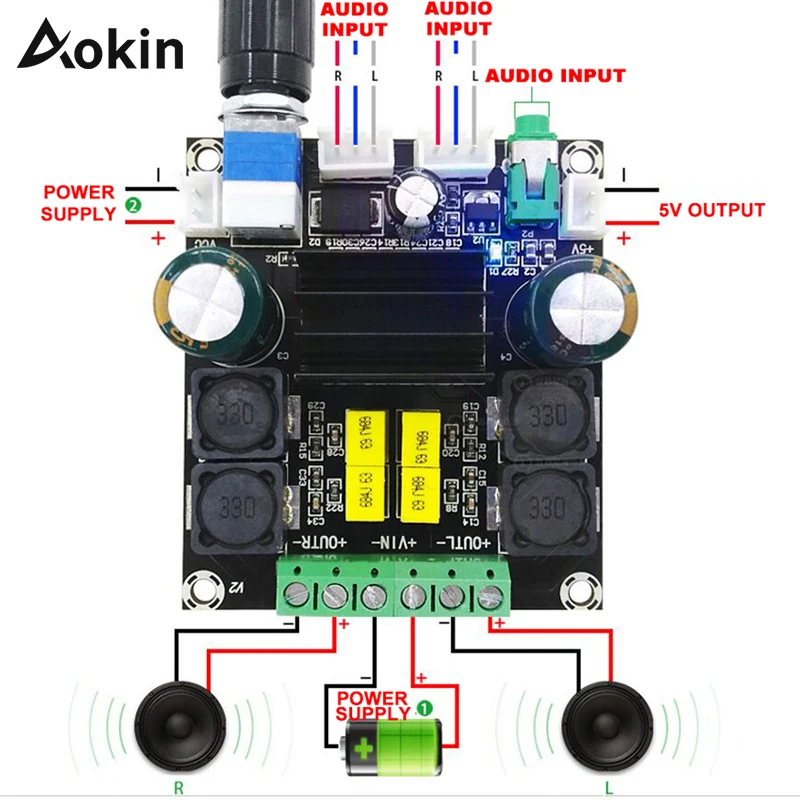 Aolin TPA3116 D2 50 Вт + высокая мощность цифровой аудио усилитель плата стерео модуль