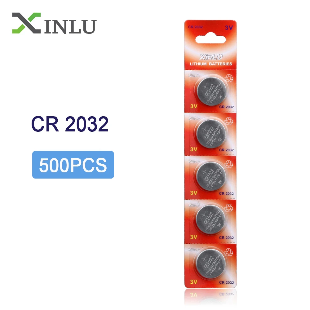 XINLU 500 шт./лот шт. CR2032 DL2032 CR 2032 KCR2032 5004LC ECR2032 кнопочная ячейка 3 В литий ионная батарея