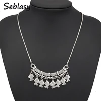 seblasy bohemia fish tassel necklaces for women collier ethnic tibet silver color statement necklaces pendants for women jewelry