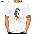 Футболка мужская с принтом зебры, забавная тенниска для велоспорта, модная популярная майка с животным принтом, на лето