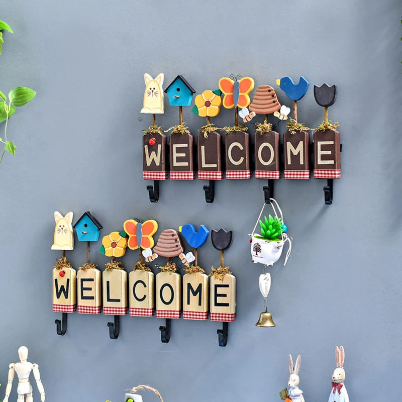 Деревянные крючки с надписью декоративные для ключей в виде животных домашнего
