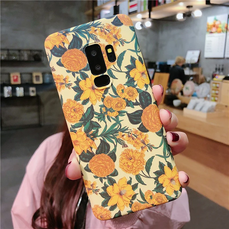 Наши предложения для samsung Galaxy S10 Plus S8 S9 ретро желтые цветы мягкие чехлы Note 8 9 Модный
