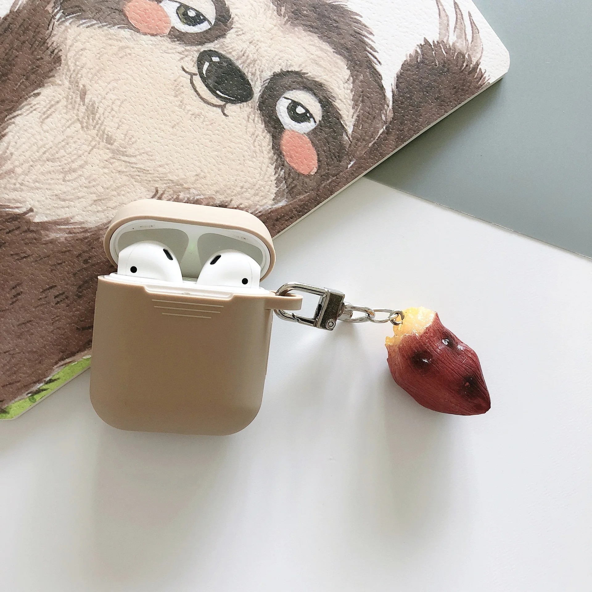 Имитация апельсин банан клубника арбуз дуриан сладкий картофель брелок с Airpods Bluetooth наушники силиконовый чехол