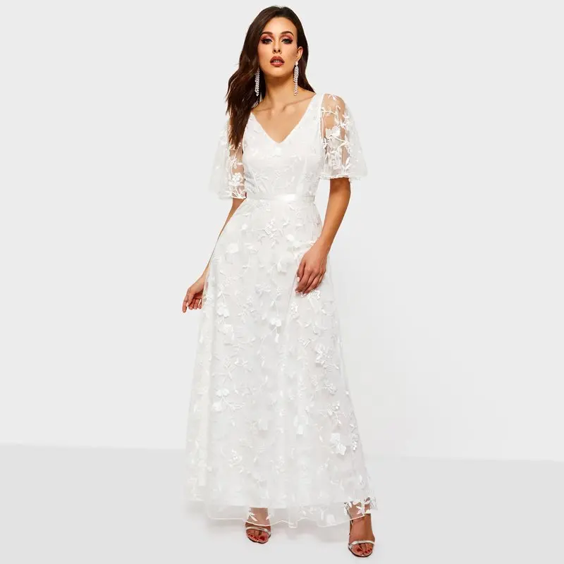 Женские макси платья Повседневные Элегантные белые Горячие весенние свободные