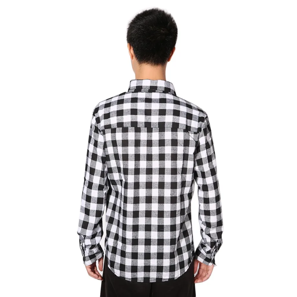 Стильный плед Для мужчин рубашки с длинным рукавом Хлопок Slim Fit Повседневная