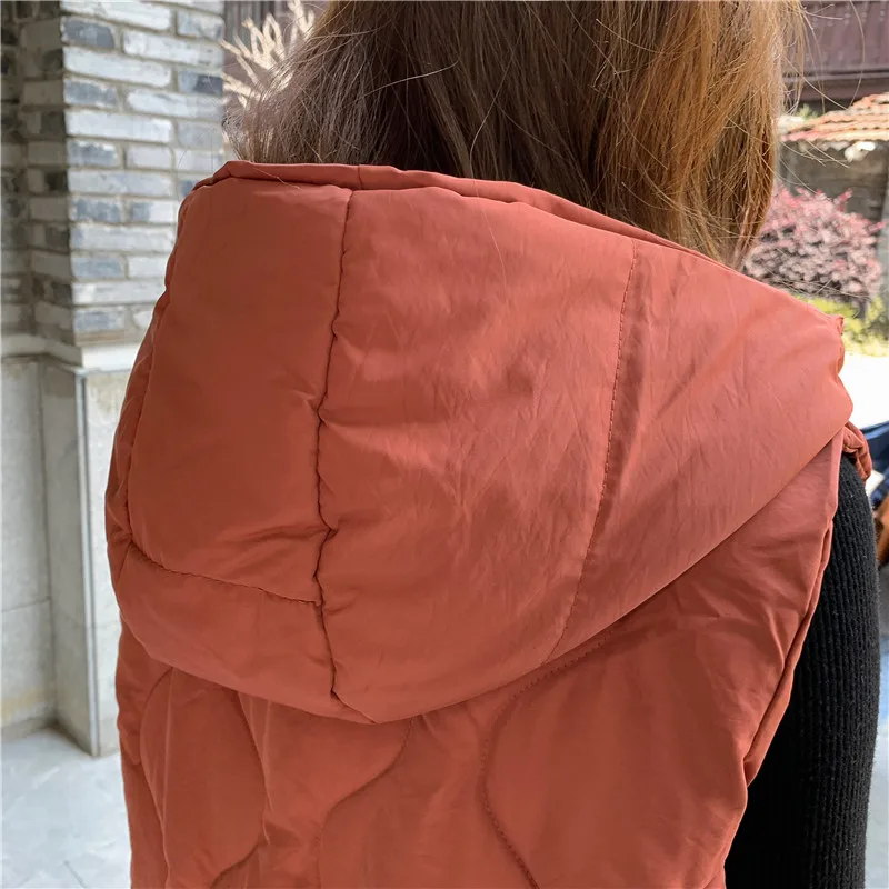 Women Hooded Long Vest Jacket Gilet Sleeveless Waistcoat Women's Outerwear with Hood