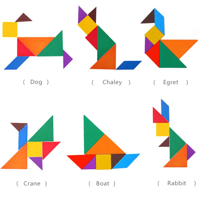 7 шт. деревянные головоломки для развития мозга цветная квадратная игра IQ