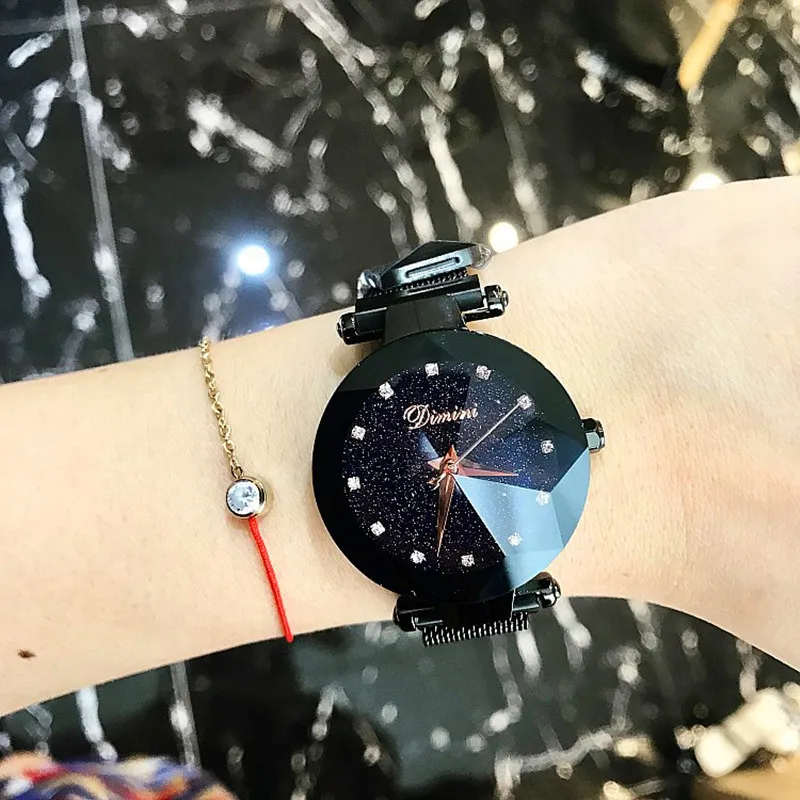 Top Brand Women Watch Fashion Women Creative Luxury Starry Quartz Watches Simple Magnet Stone Strap Clock horloges vrouwen enlarge