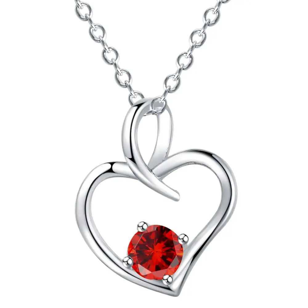 Ожерелье с подвеской в виде сердца красным камнем AN1011 | Украшения и аксессуары