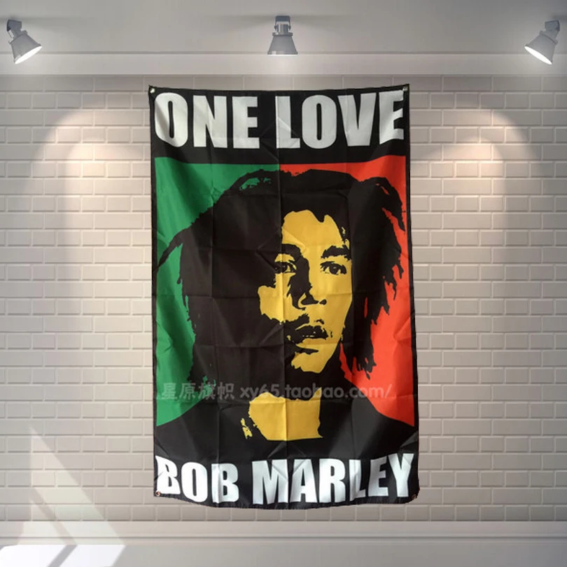 Постер ONE LOVE BOB MARLEY для рок музыки тканевый флаг баннеры кафе галерея бар