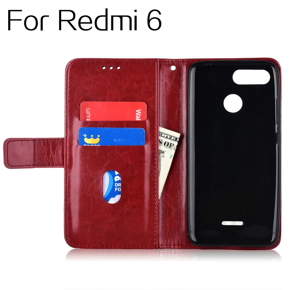 Кожаный чехол-бумажник с откидной крышкой для Xiaomi Redmi 6 5 45 '' чехол магнитный