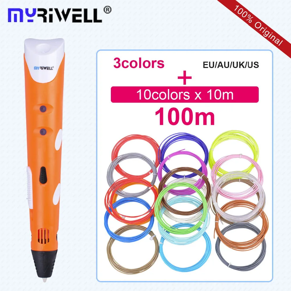 Myriwell Magic 3d принтер ручка для рисования 3D Ручка с 3 вида цветов ABS нити печать ручки