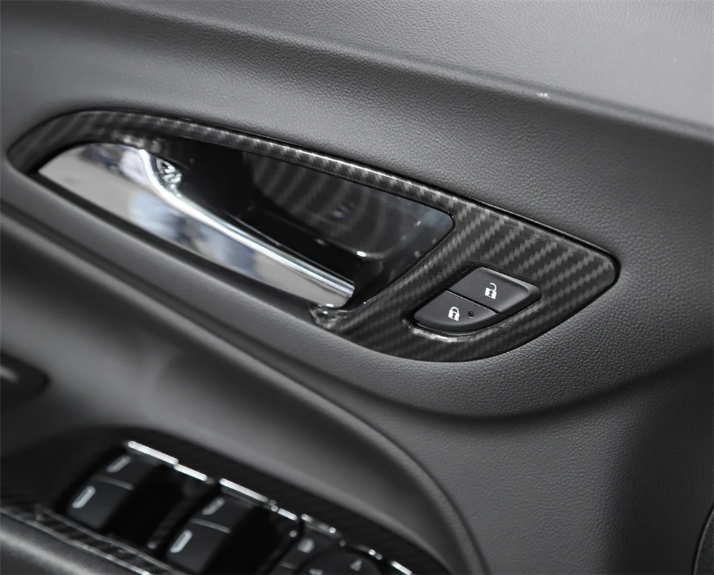 

Silver Wood Glossy Carbon Fiber Grain Auto Inner Door Handle Bowl Cover Trim 4PCS for Chevrolet Equinox Accessories 2017 2018