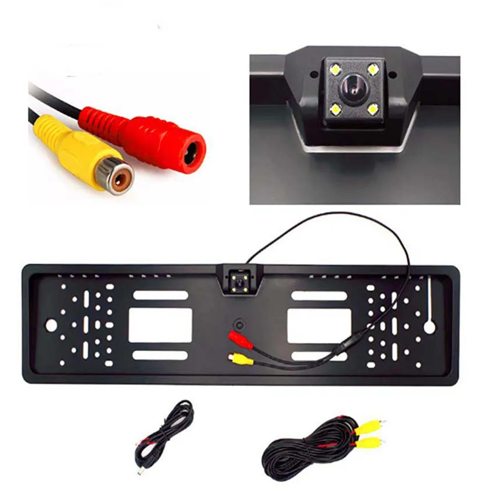 LED License Plate Frame With 4LED HD Reversing Camera Waterproof IP67 European Car Registration Holder Lights | Автомобили и