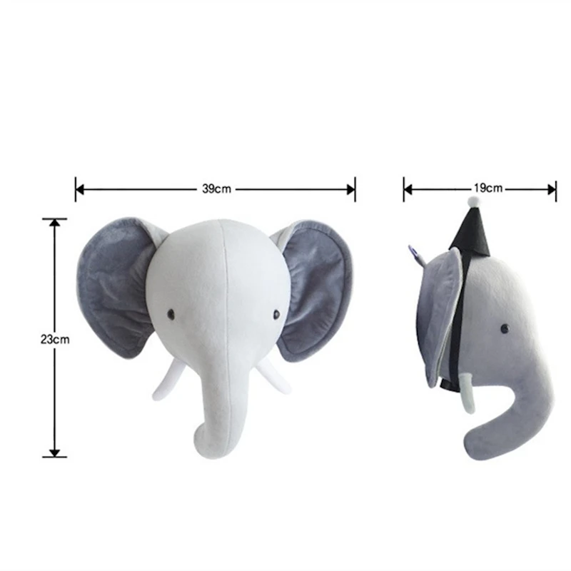 

Children Roon Wall Stuffed Plush Toy Elephant Rabbit Unicorn Baby Bedroom Decoration Animal Head Wall Decorate Toy Doll for Kids