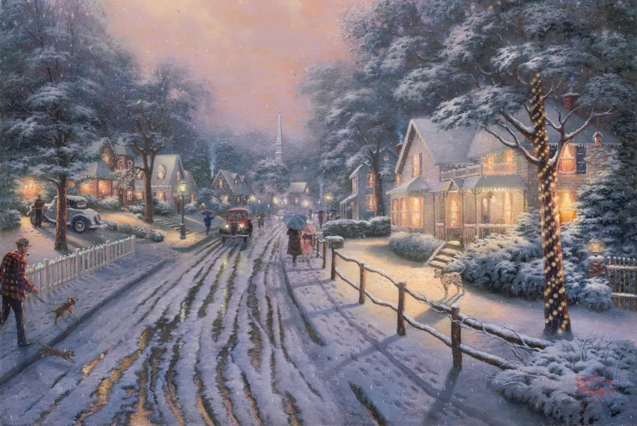Принты Thomas Kinkade Рождественские Воспоминания родного города китайская